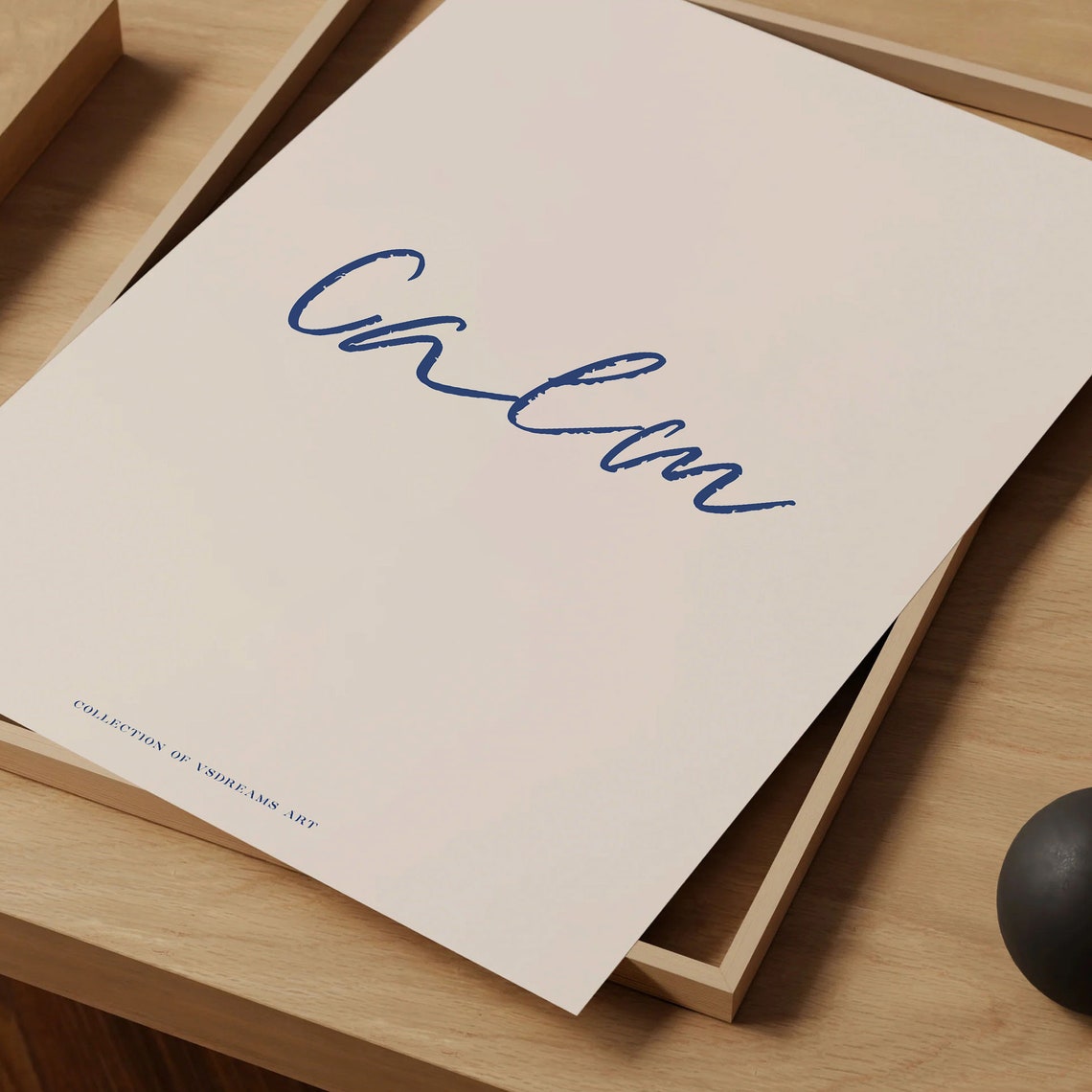 Calm Blue Brush Script Cream Minimalist Soothing Word Wall Art - Image 5