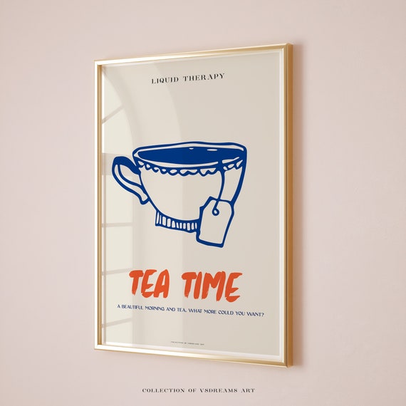 Tea Time Poster, Coffee Shop Kitchen Decor Art Print