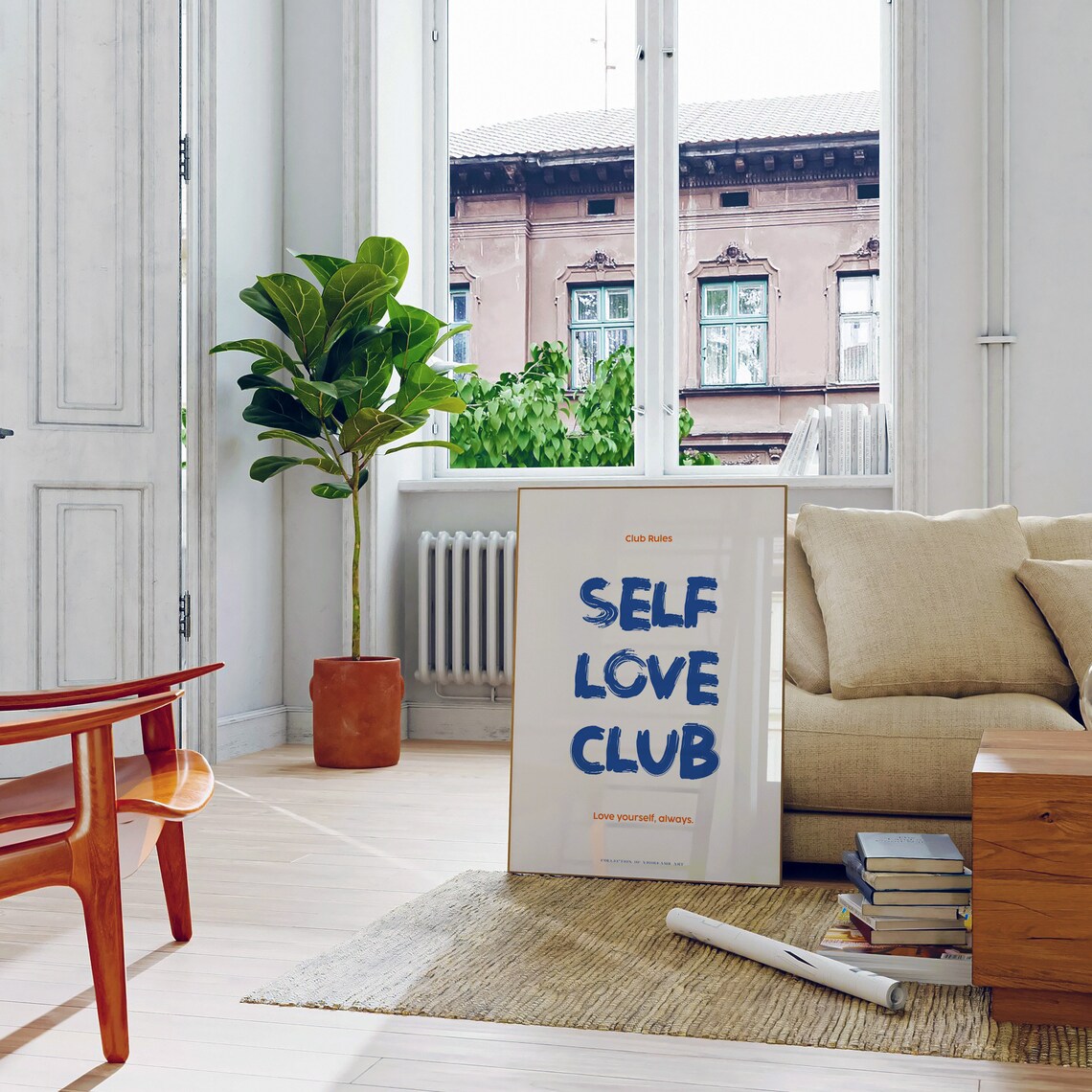 Self Love Club Blue Brush Letters Positive Affirmation Quote Wall Art - Image 5