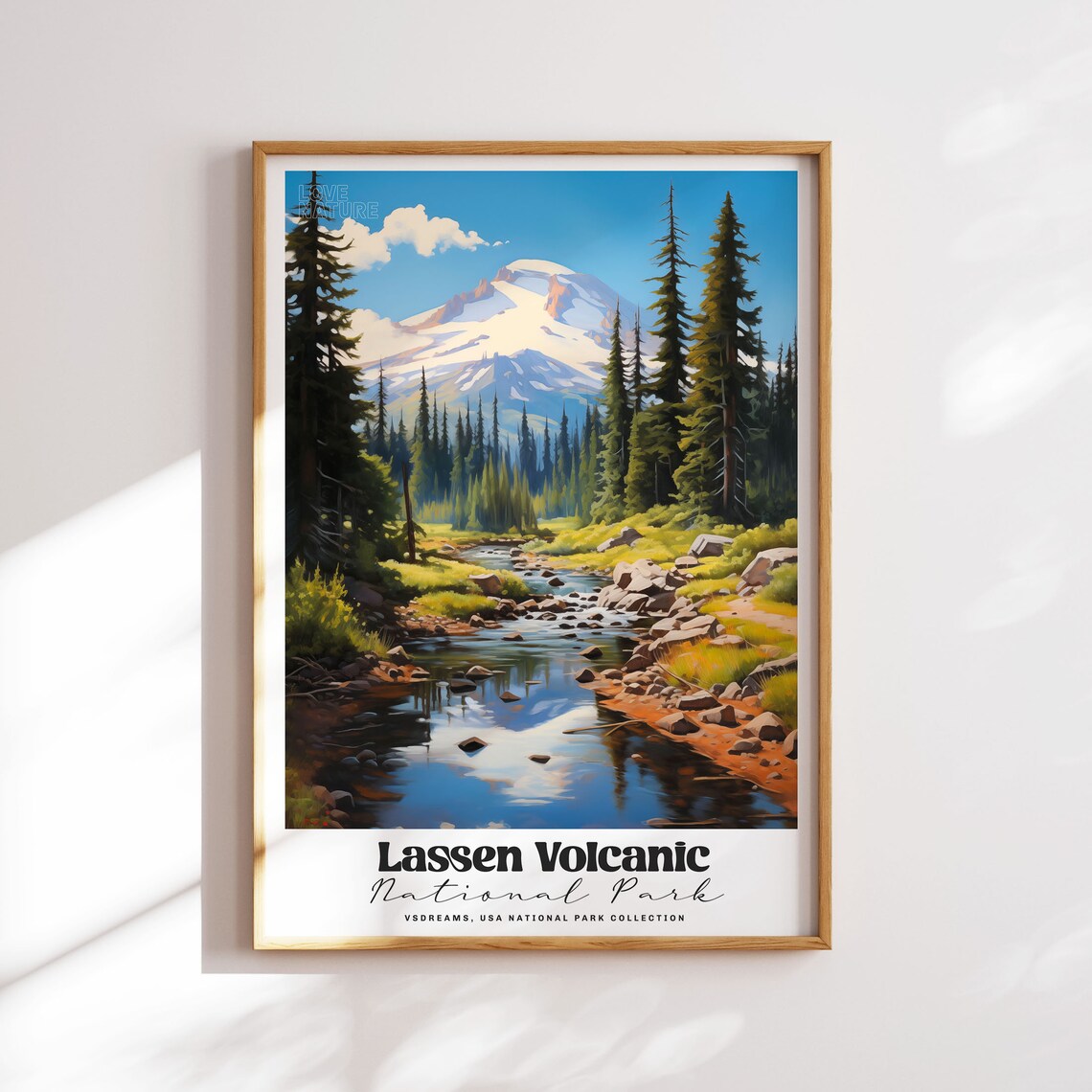 Lassen Volcanic National Park Snowy Peak Vintage Travel Poster
