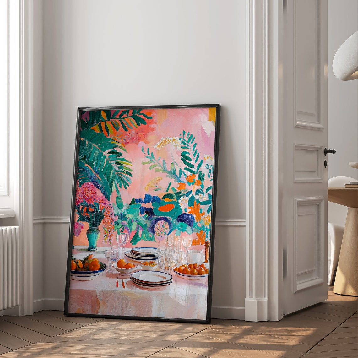 Colorful Dinner Table Feast Fruit and Flowers Party Art Poster - Image 2