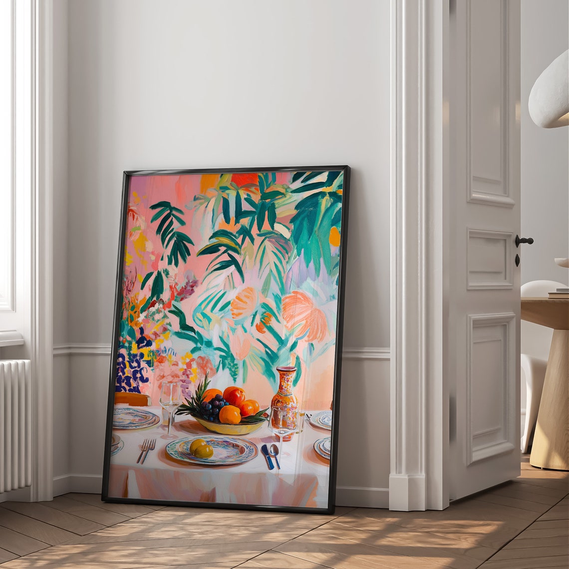 Elegant Tropical Table Setting Fresh Fruit Bowl Dining Art Poster - Image 2