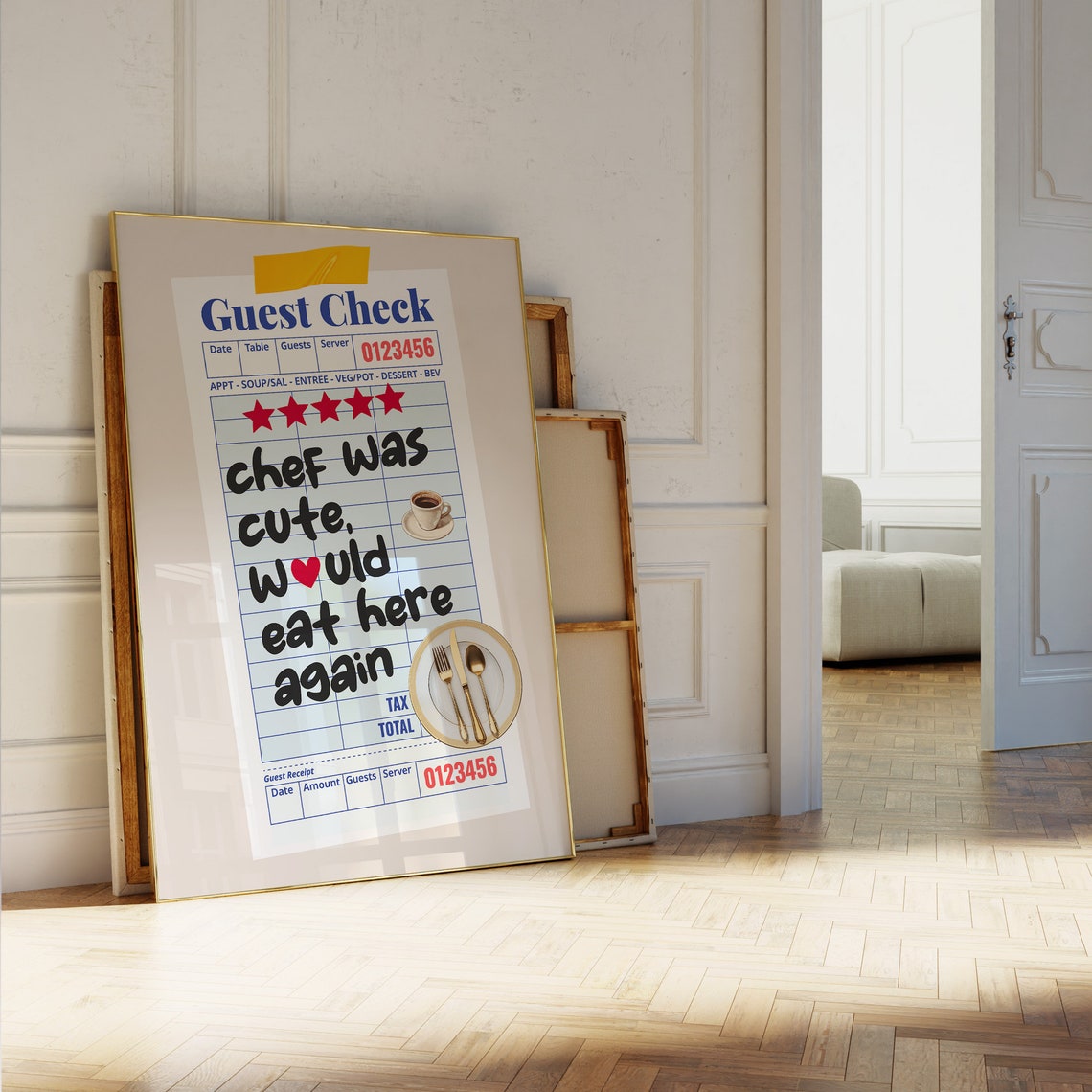 Chef Was Cute Guest Check Five Star Kitchen Funny Quote Poster - Image 5