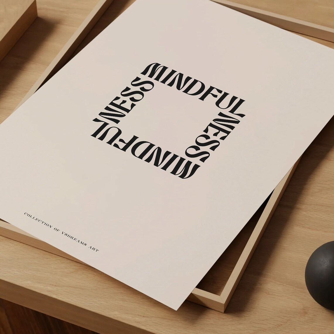 Mindfulness Word Square Modern Black Typography Minimalist Mindful Poster - Image 5