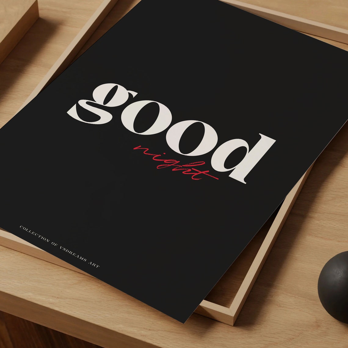 Good Night Script Black Modern Minimalist Bedroom Quote Poster - Image 5