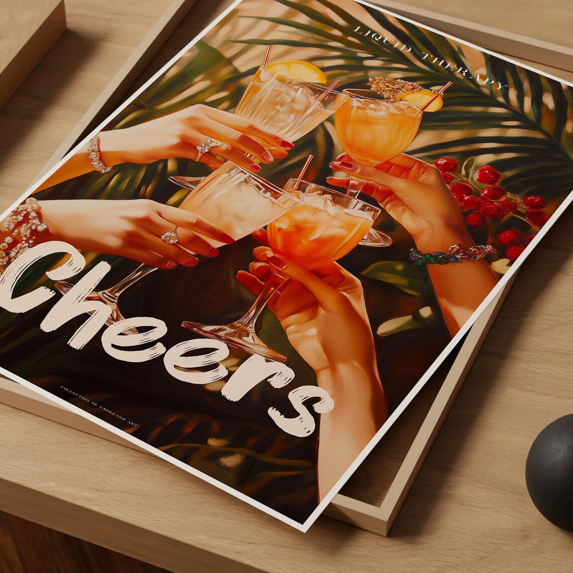 Retro Cheers Cocktail Poster, Bar Cart Decor - Image 4