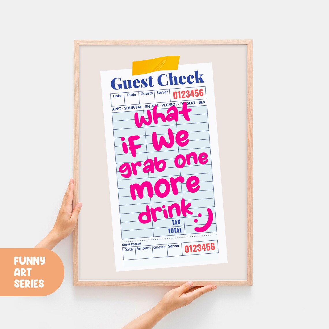 Guest Check Poster, Preppy Bar Decor Print