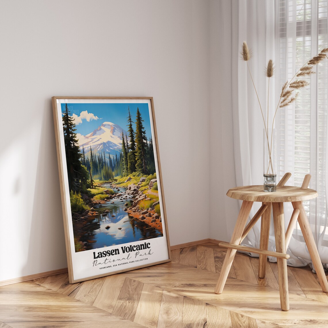 Lassen Volcanic National Park Snowy Peak Vintage Travel Poster - Image 4