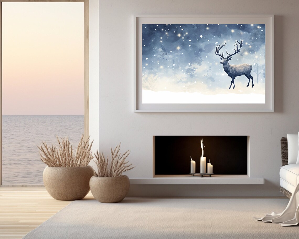 Abstract Deer Minimalist Modern Holiday Poster - Image 3