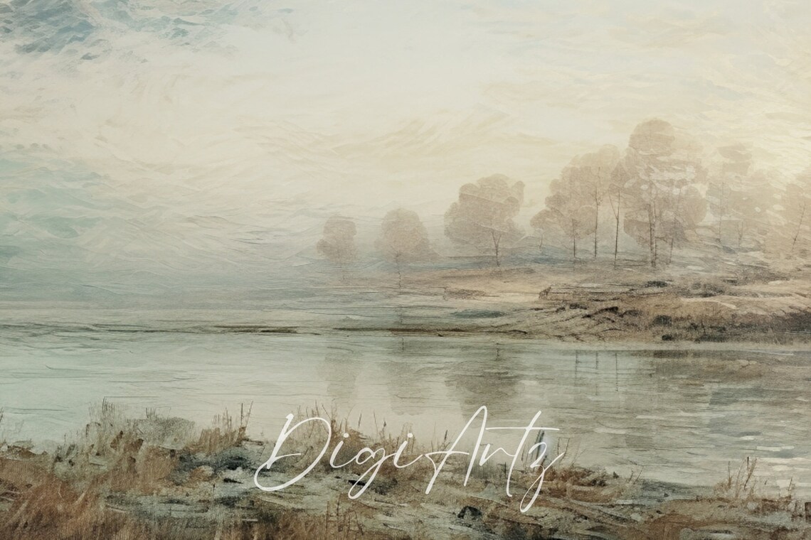 Misty Coastal Seascape Morning Fog Landscape Oil Painting Poster - Image 6