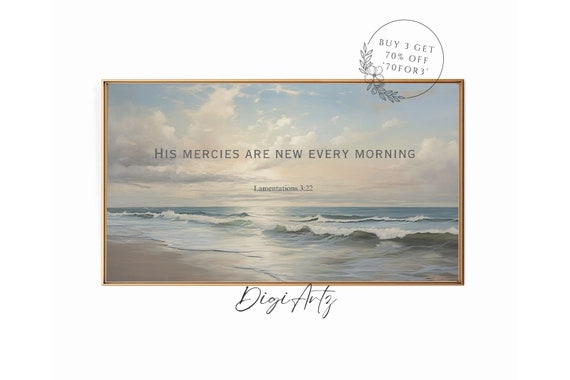Frame Tv Christian Print Bible Verse Lamentations 3 Scripture His Mercies Are New Every Morning Painting Bible Quote Frame Tv Art