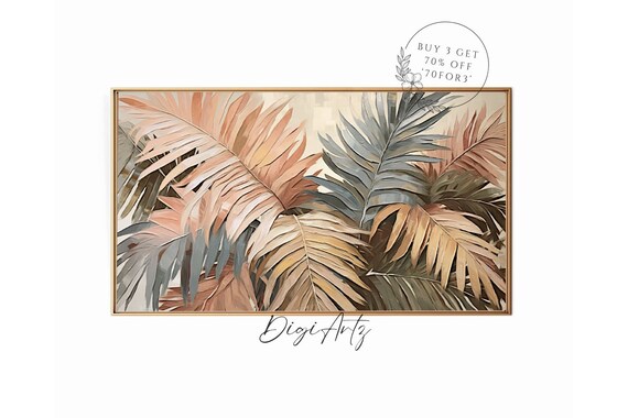 Frame Tv Tropical Leaves Oil Painting Tropical Palm Leaf Print Monstera Botanical Nature Home Decor Abstract Still Life Frame Tv Art