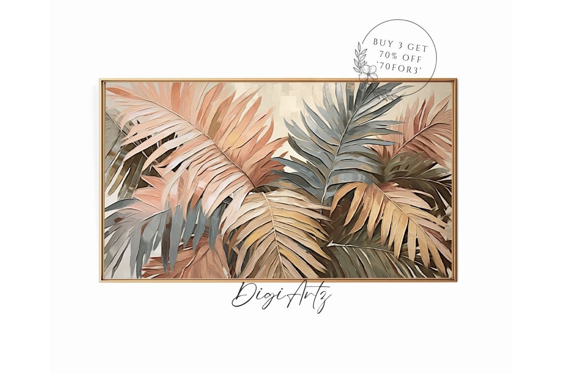 Painterly Palm Fronds In Terracotta And Slate Gray Tones Poster