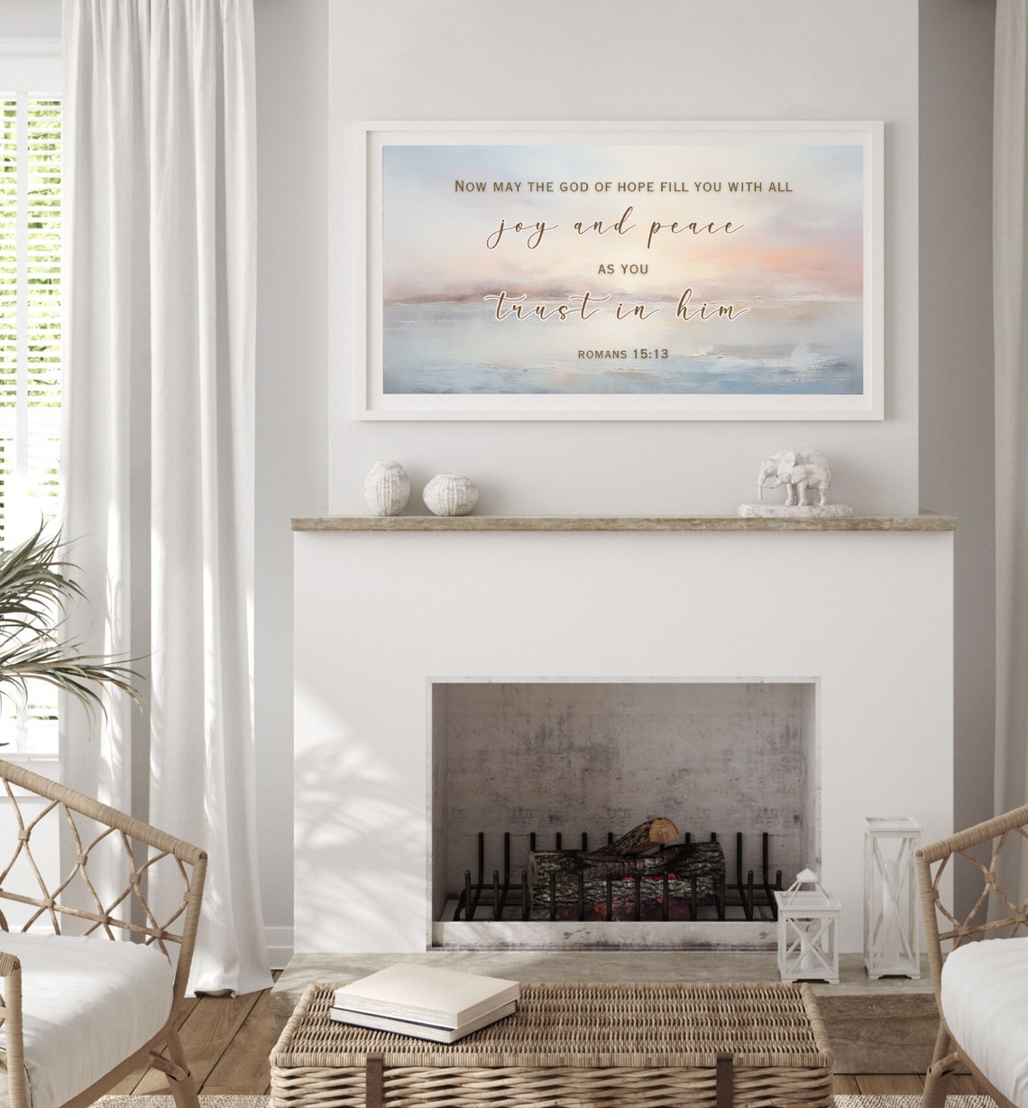 Romans 15 13 Joy and Peace Bible Verse Seascape Scripture Poster - Image 3