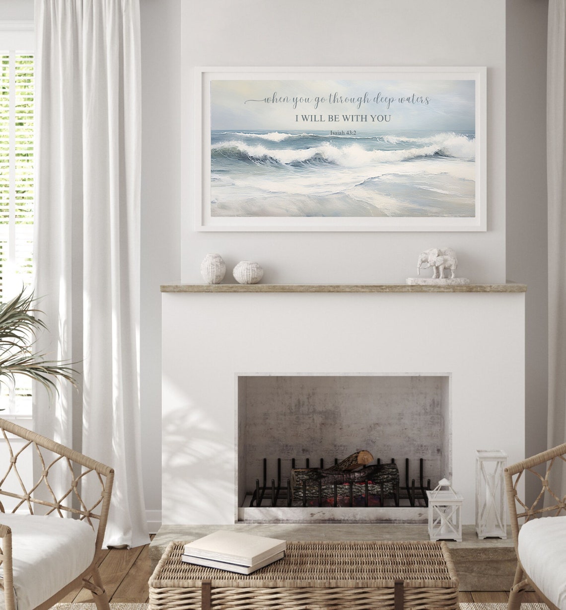 Isaiah 43 2 Bible Verse Ocean Waves Christian Scripture Poster - Image 5