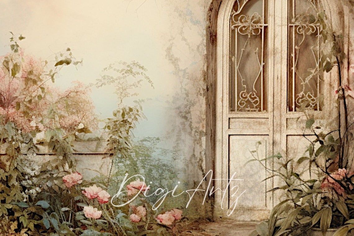 Romantic Garden Doorway Covered In Climbing Pink Roses Poster - Image 6