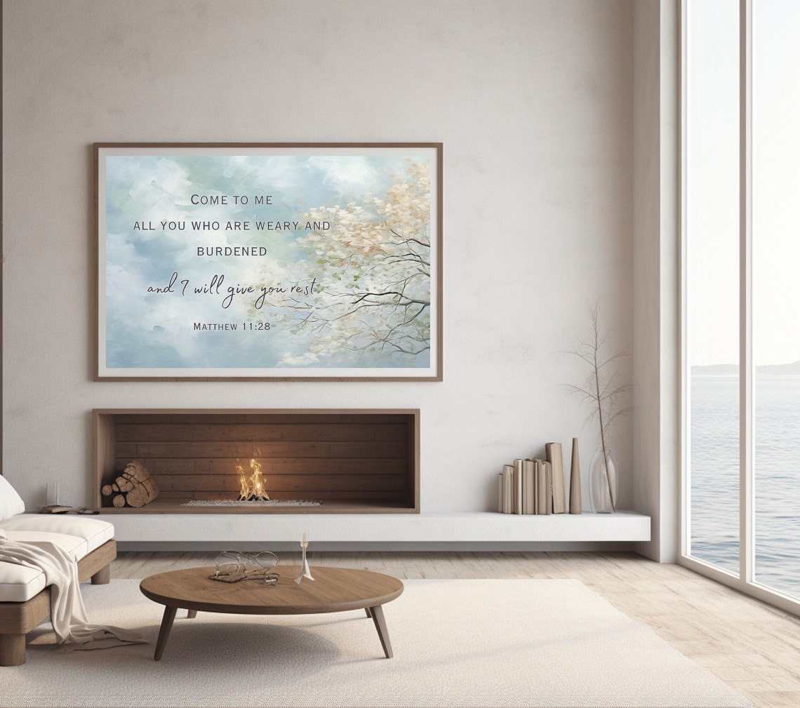 Matthew 11 Come To Me I Will Give You Rest Blossom Tree Poster - Image 2