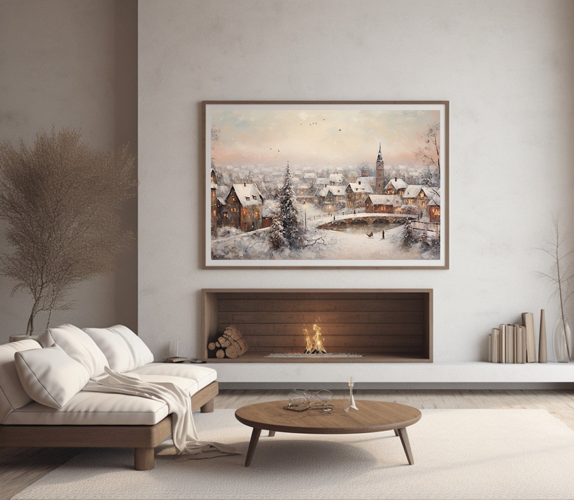 Winter Dawn Over A Snow Covered Village With Church Tower Poster - Image 2