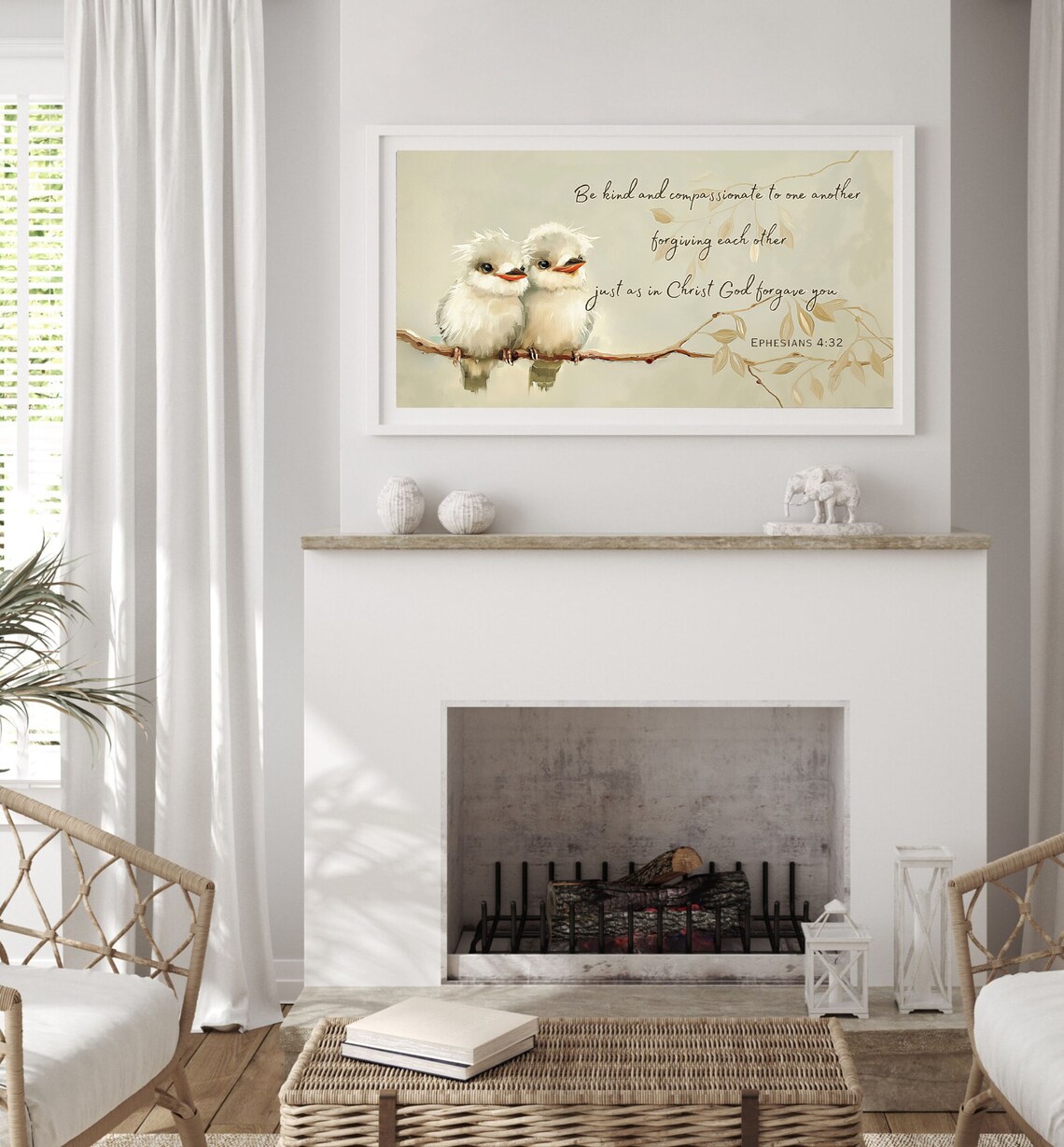 Be Kind Ephesians 4 32 Bible Verse With Cute Baby Birds Poster - Image 3