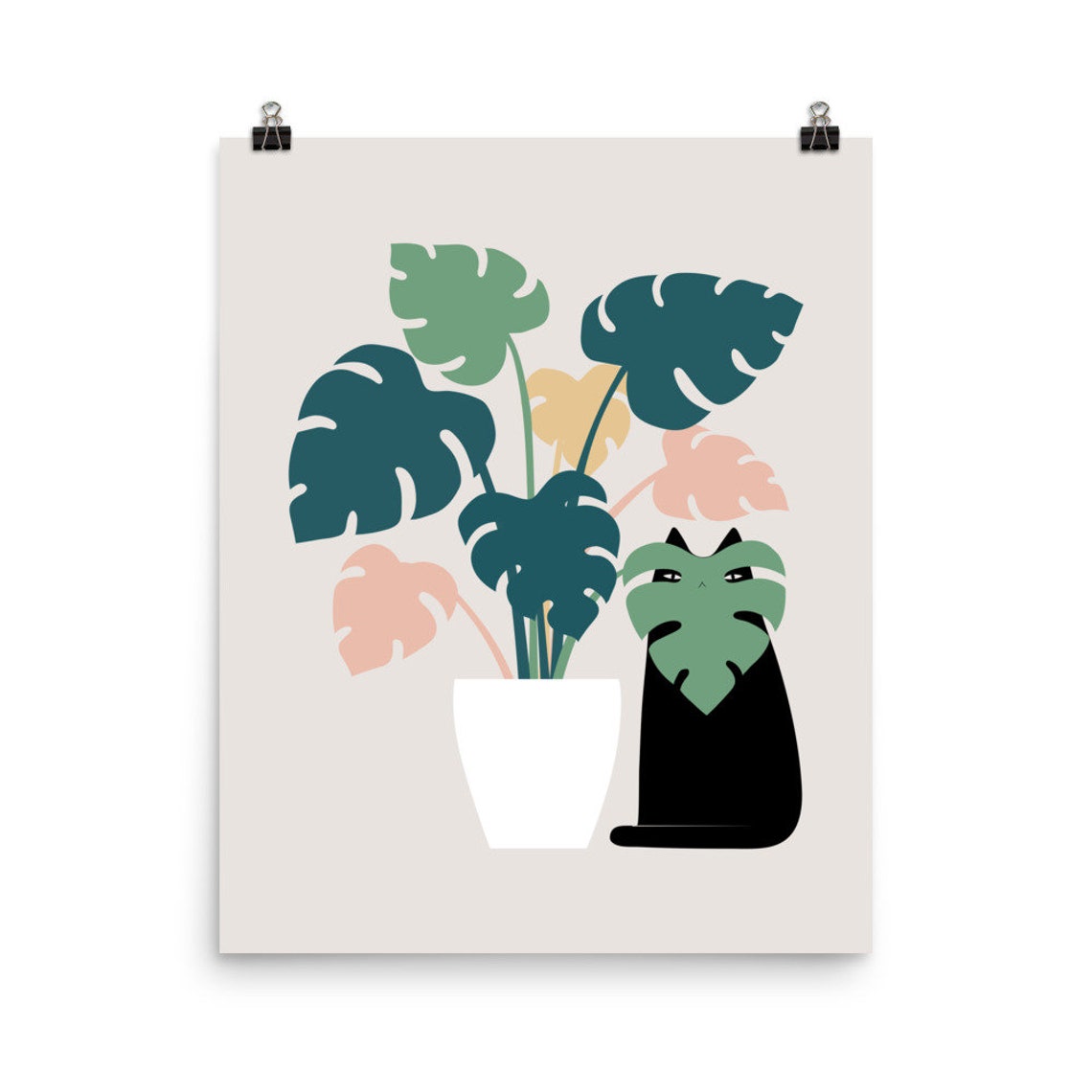 Cat And Plant Leaf Me Alone Art Print