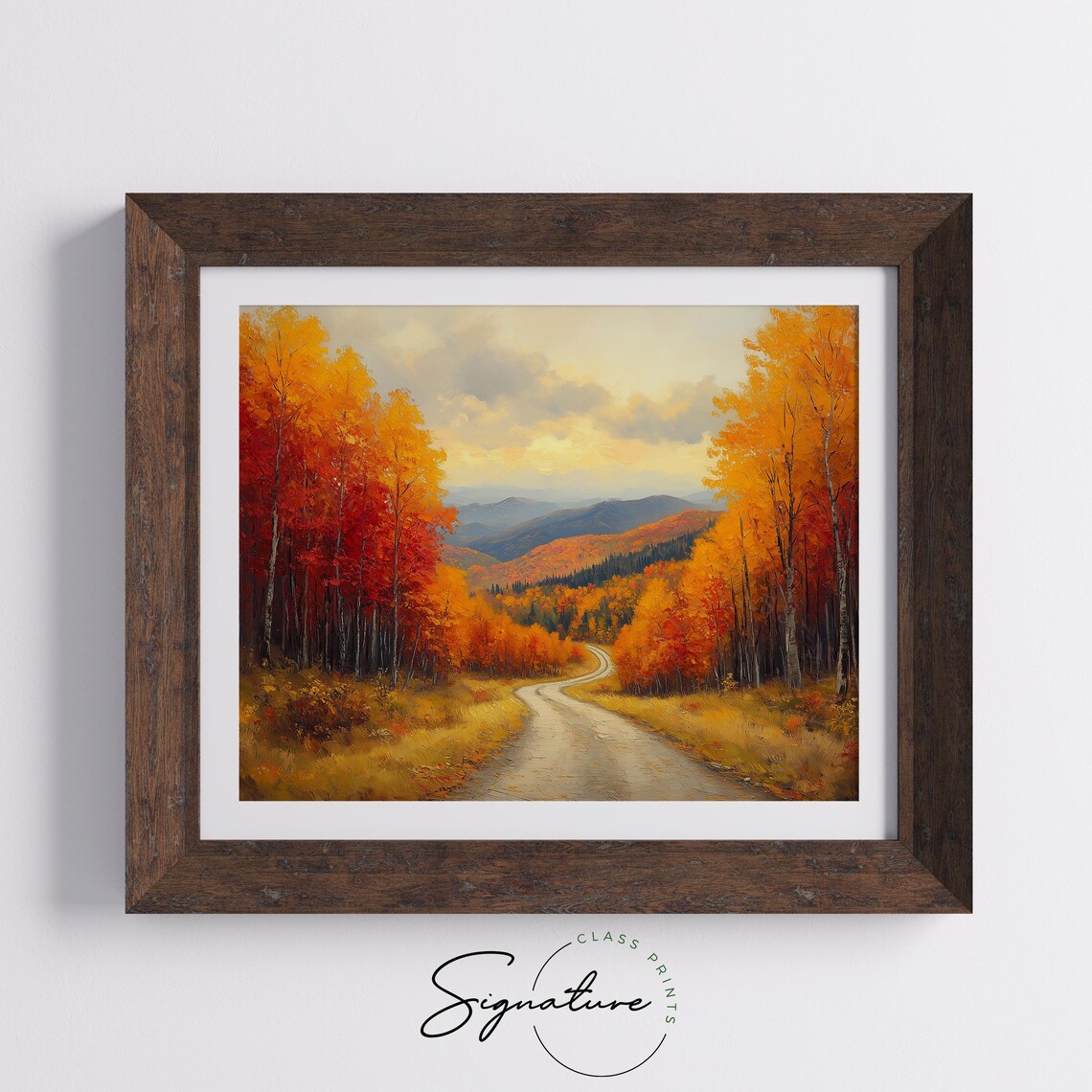 Winding Mountain Road Through Fiery Autumn Forest Valley Print - Image 5