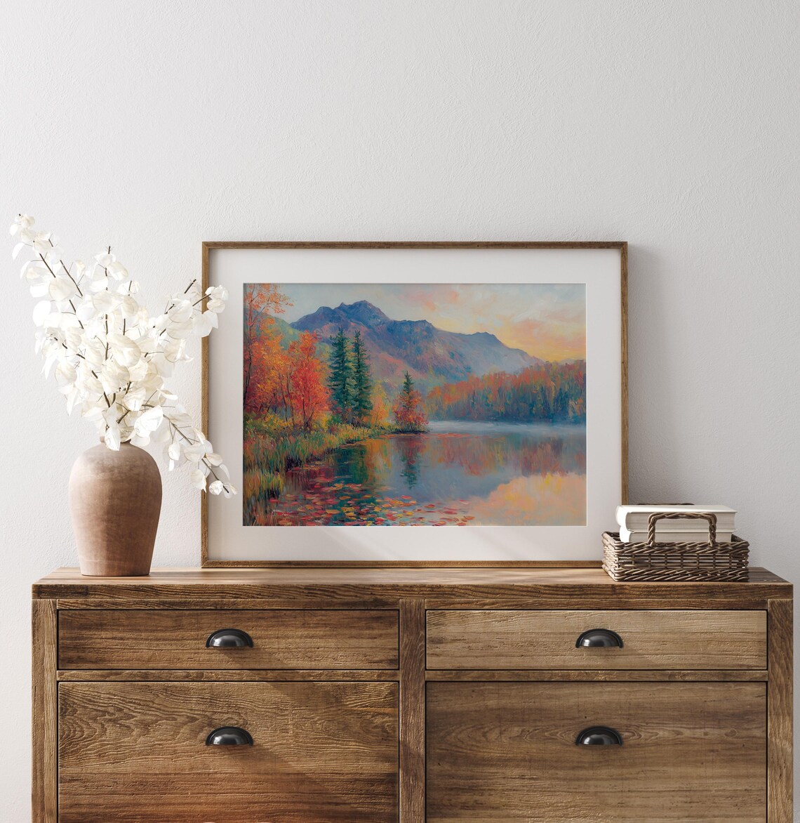 Mountain Lake Shimmering With Autumn Colors at Daybreak Poster - Image 3