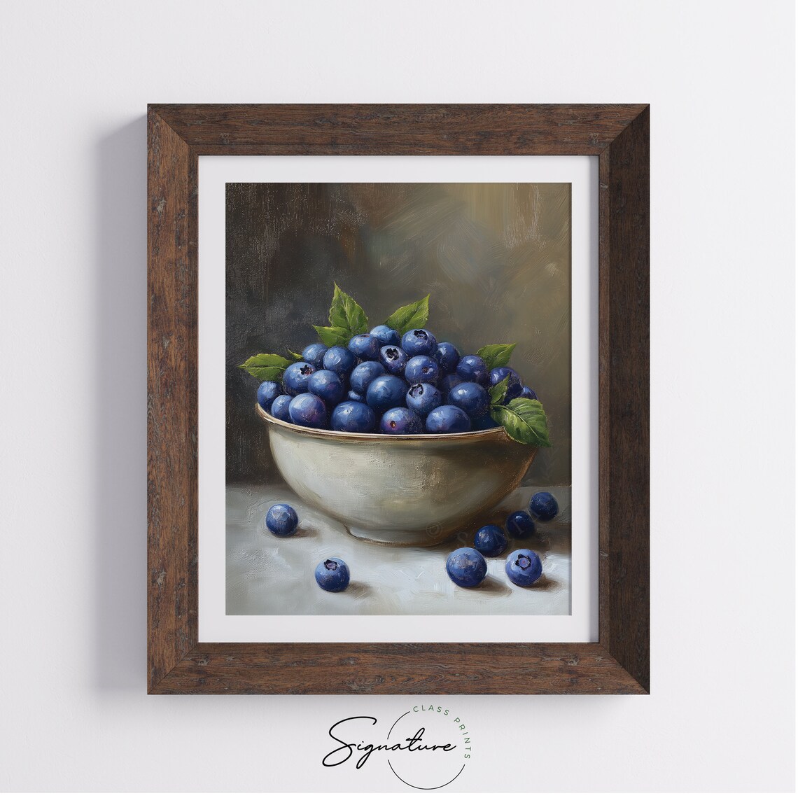 Porcelain Bowl of Fresh Blueberries Classic Still Life Poster - Image 4