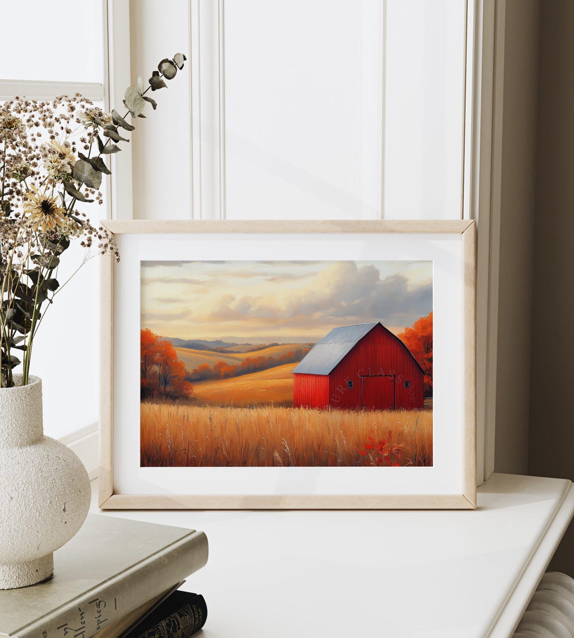 Red Barn Golden Fields Autumn Hills Fall Farm Sunset Wall Art - Image 6