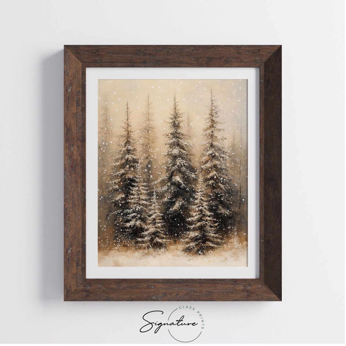 Snowy Pine Grove With Frost Scatter, Christmas Scene Art Print - Image 3