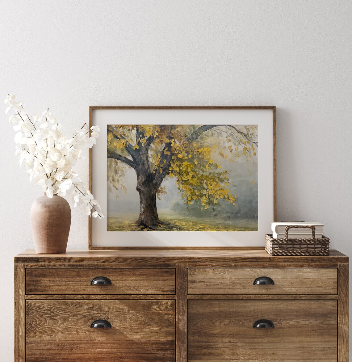 Majestic Golden Chestnut In Misty Park Falling Leaves Poster - Image 3