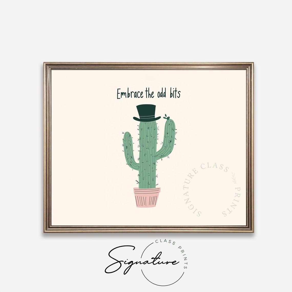 Embrace The Odd Bits Whimsical Cactus Wearing A Top Hat Wall Art - Image 4