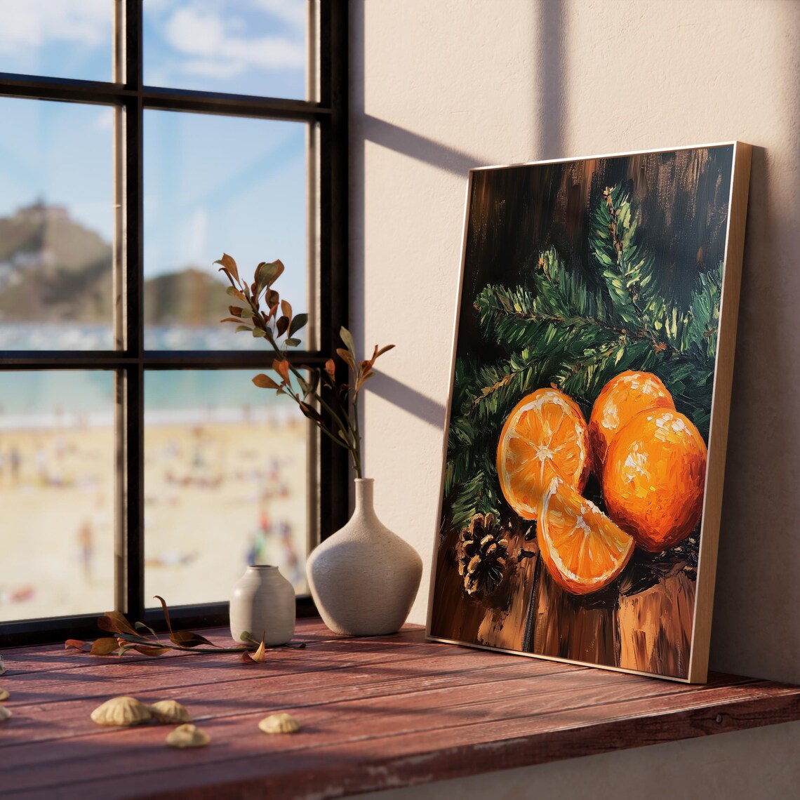Oranges Pine Branches Painting Holiday Citrus Still Life Decor Poster - Image 5