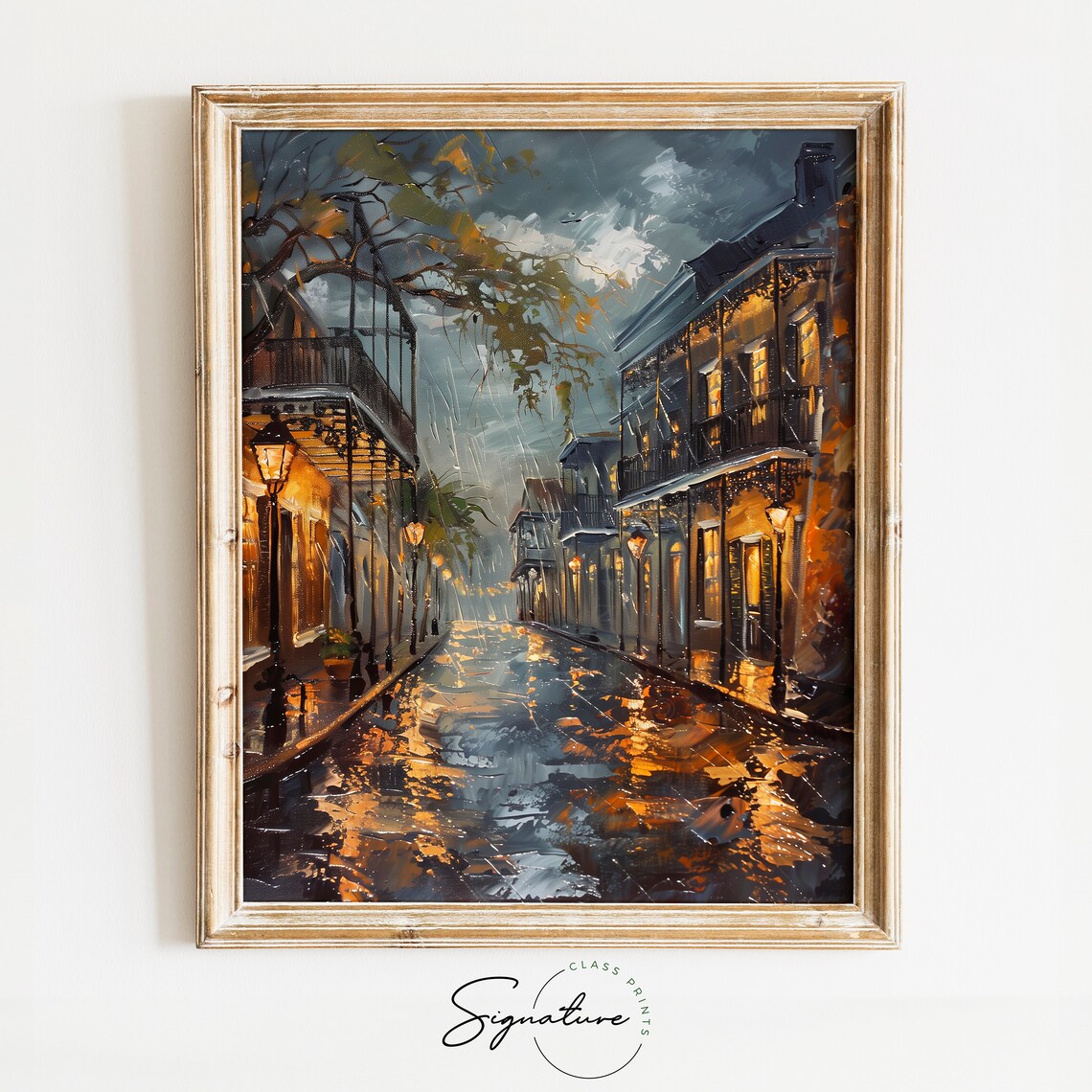 Rainy New Orleans Street Art Print, French Quarter Scene