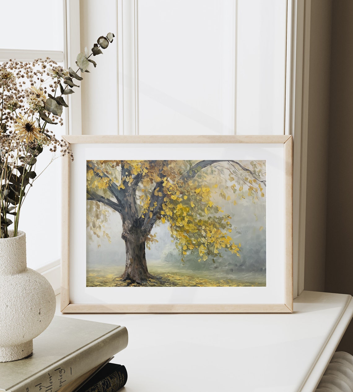 Majestic Golden Chestnut In Misty Park Falling Leaves Poster - Image 6