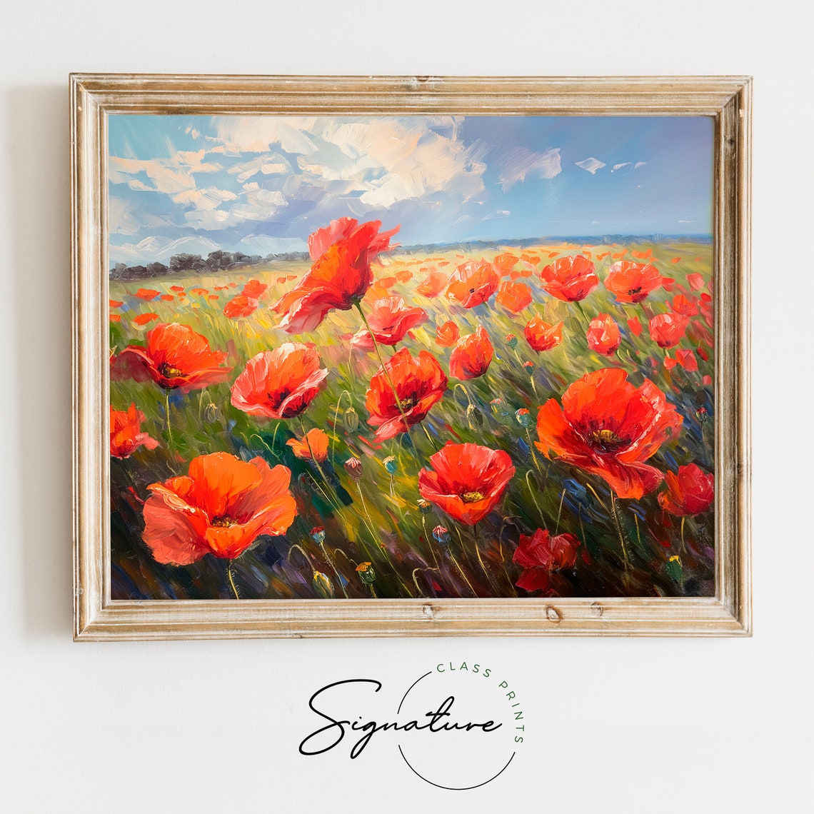 Red Poppy Field In Full Bloom Vibrant Impressionist Poster Art