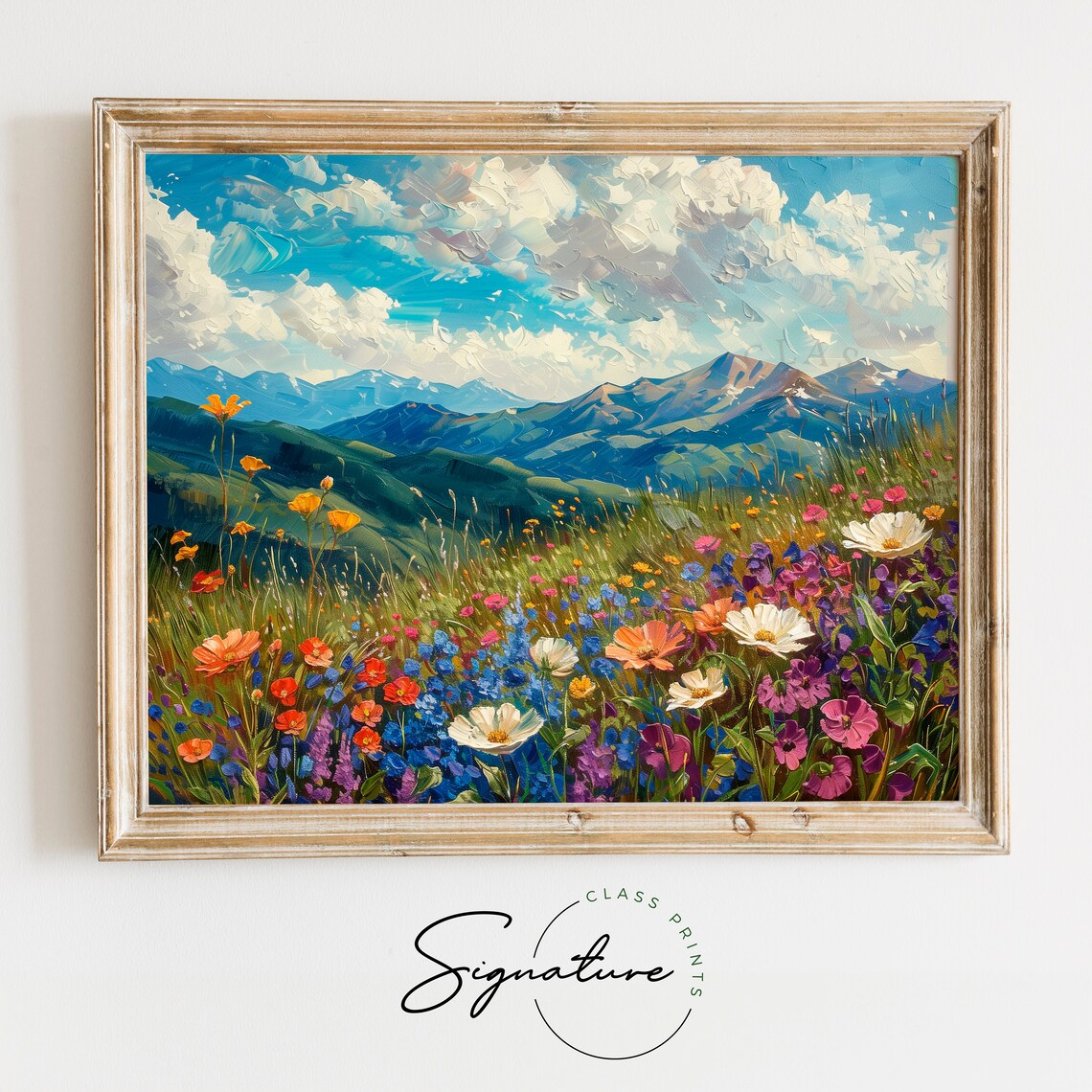 Mountain Meadow In Full Bloom, Rustic Landscape Art Print