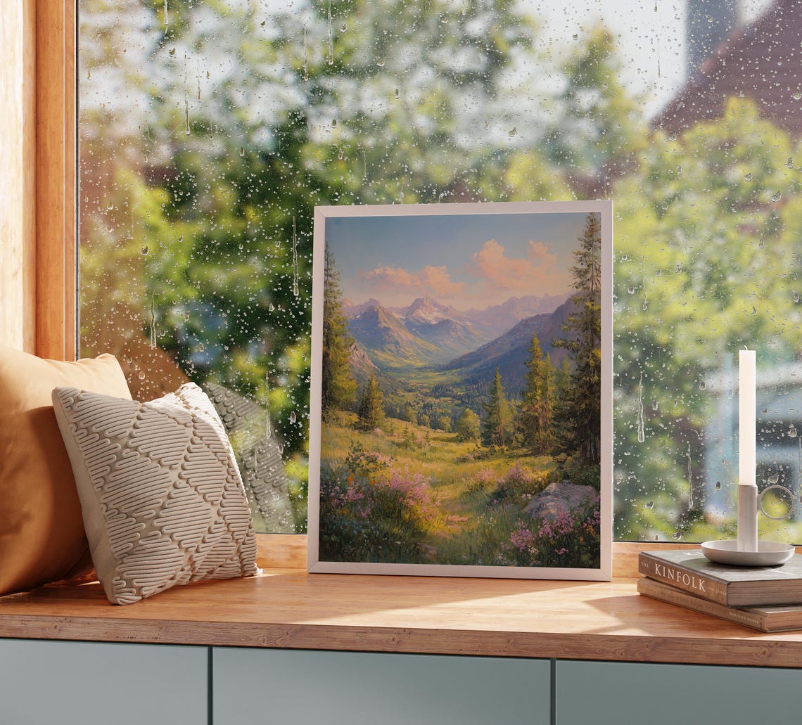 Quiet Alpine Valley Rolling Hills With Distant Peaks Pastoral Poster - Image 5