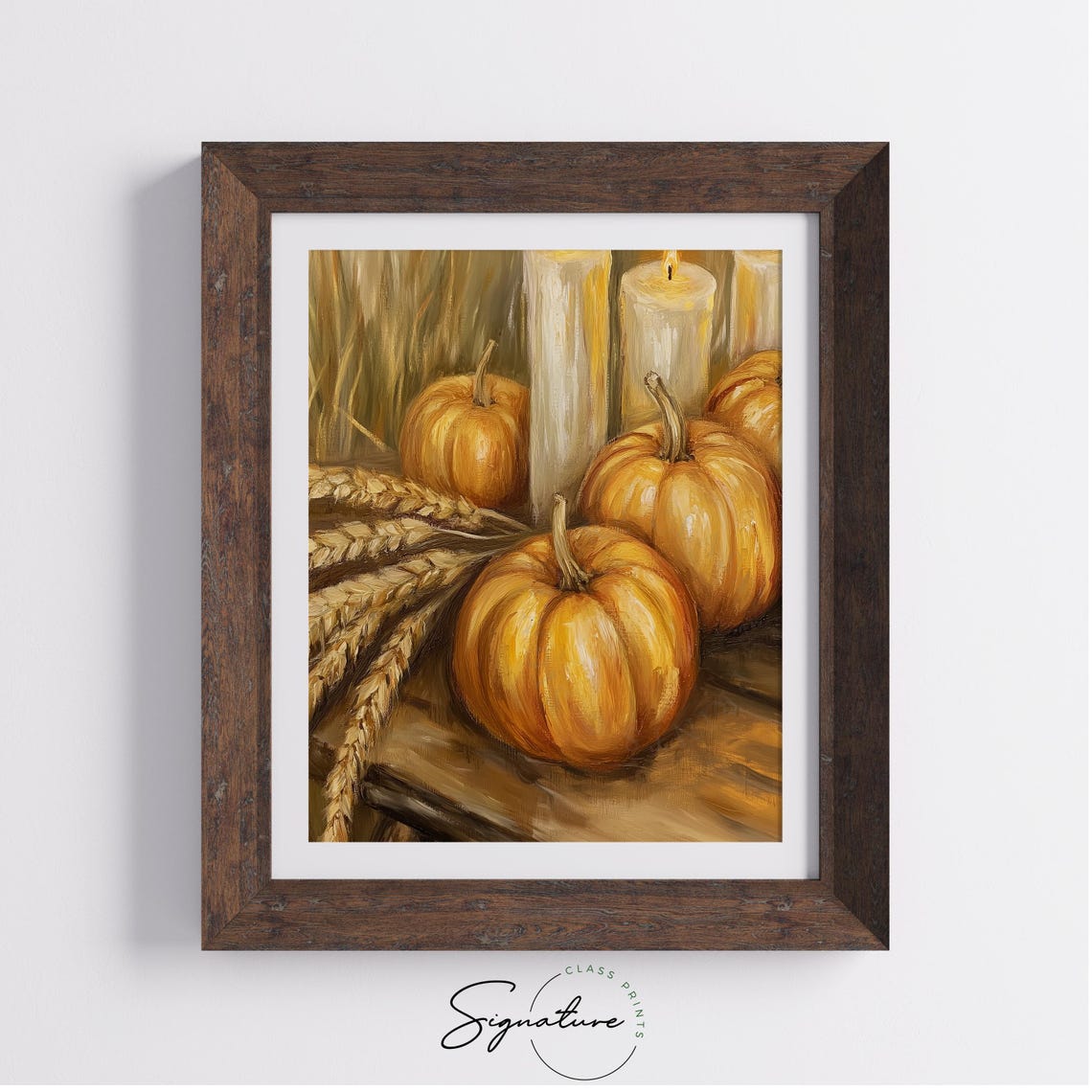 Pumpkins Wheat Candles Rustic Wood Cozy Fall Harvest Still Poster - Image 4