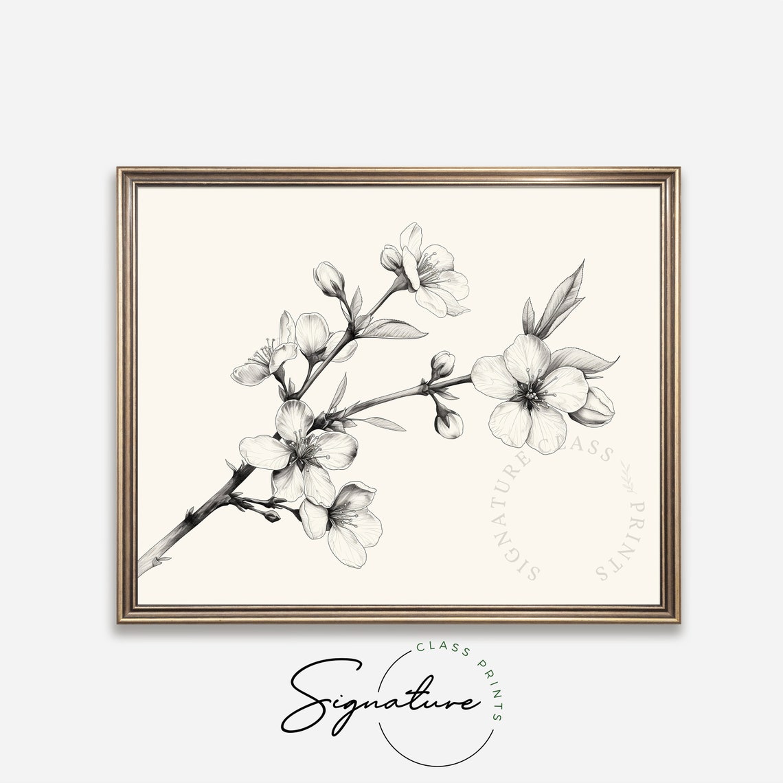 Blossoming Branch Elegant Floral Botanical Sketch Minimalist Poster - Image 4