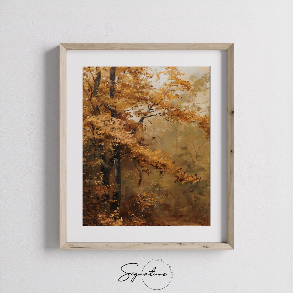 Golden Autumn Maple Forest Morning Mist Warm Fall Foliage Oil Poster - Image 3