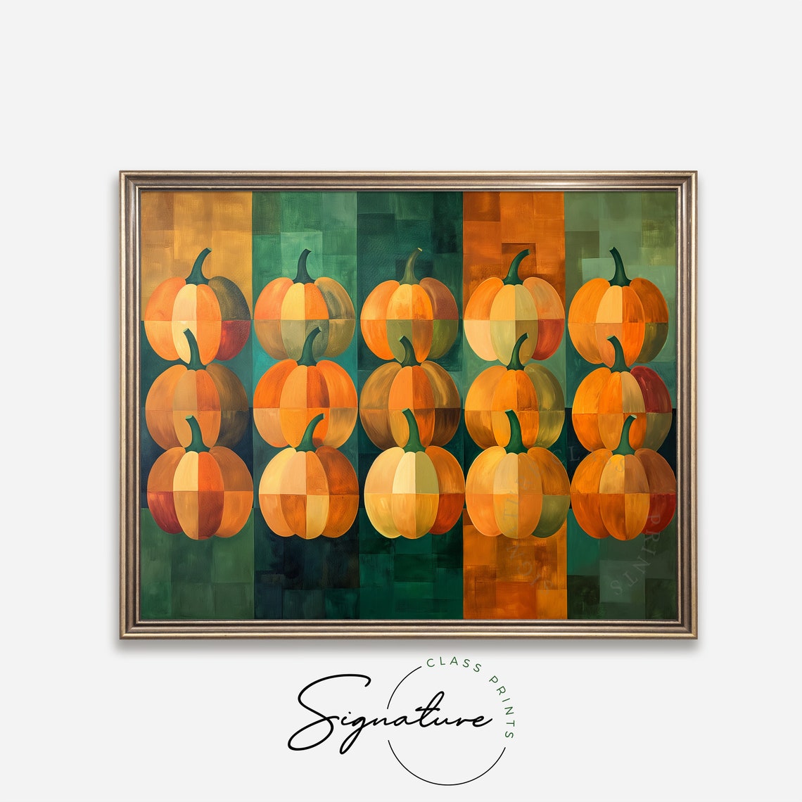 Geometric Pumpkin Patch Grid Pop Art Modern Fall Decor Poster - Image 4