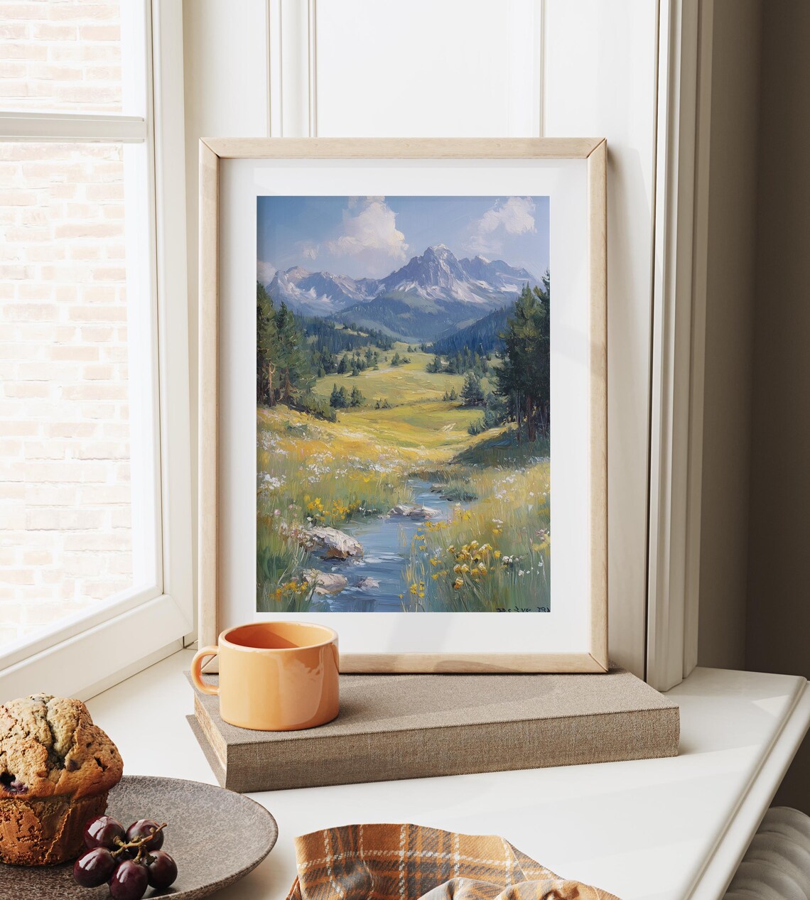Alpine Stream In Blooming Valley Snowy Mountain Wildflower Landscape Poster - Image 6