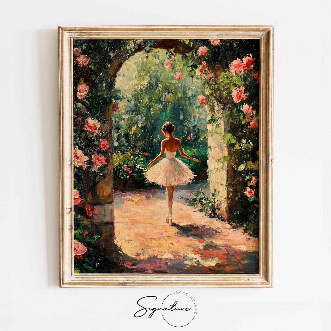 Ballerina Under Blooming Rose Arch Romantic Dance Art Poster