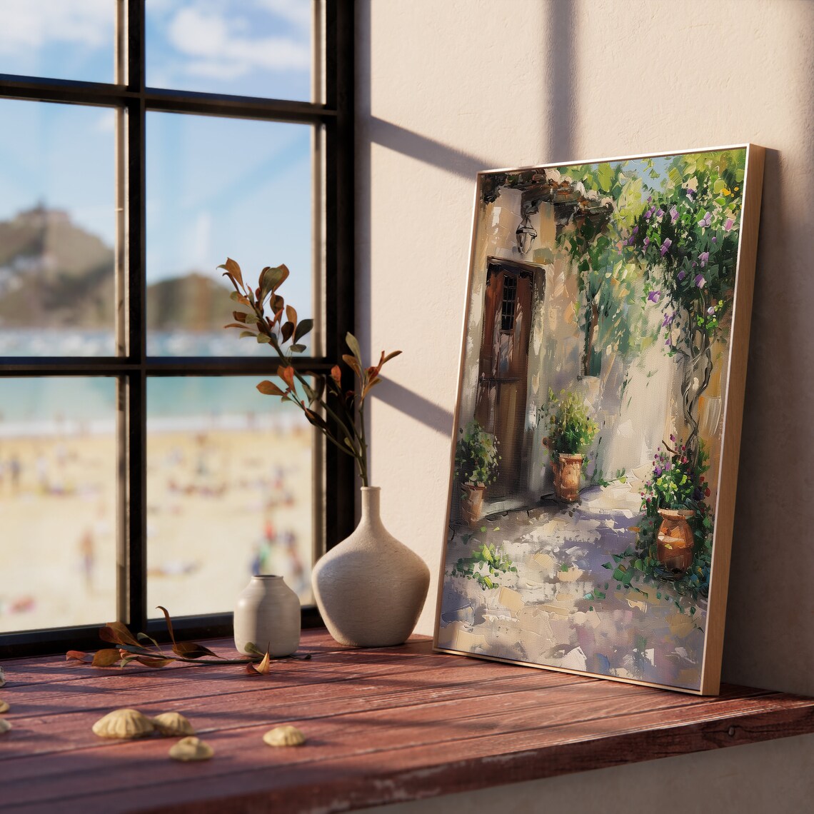Mediterranean Courtyard Wooden Door Bougainvillea Terracotta Poster - Image 5