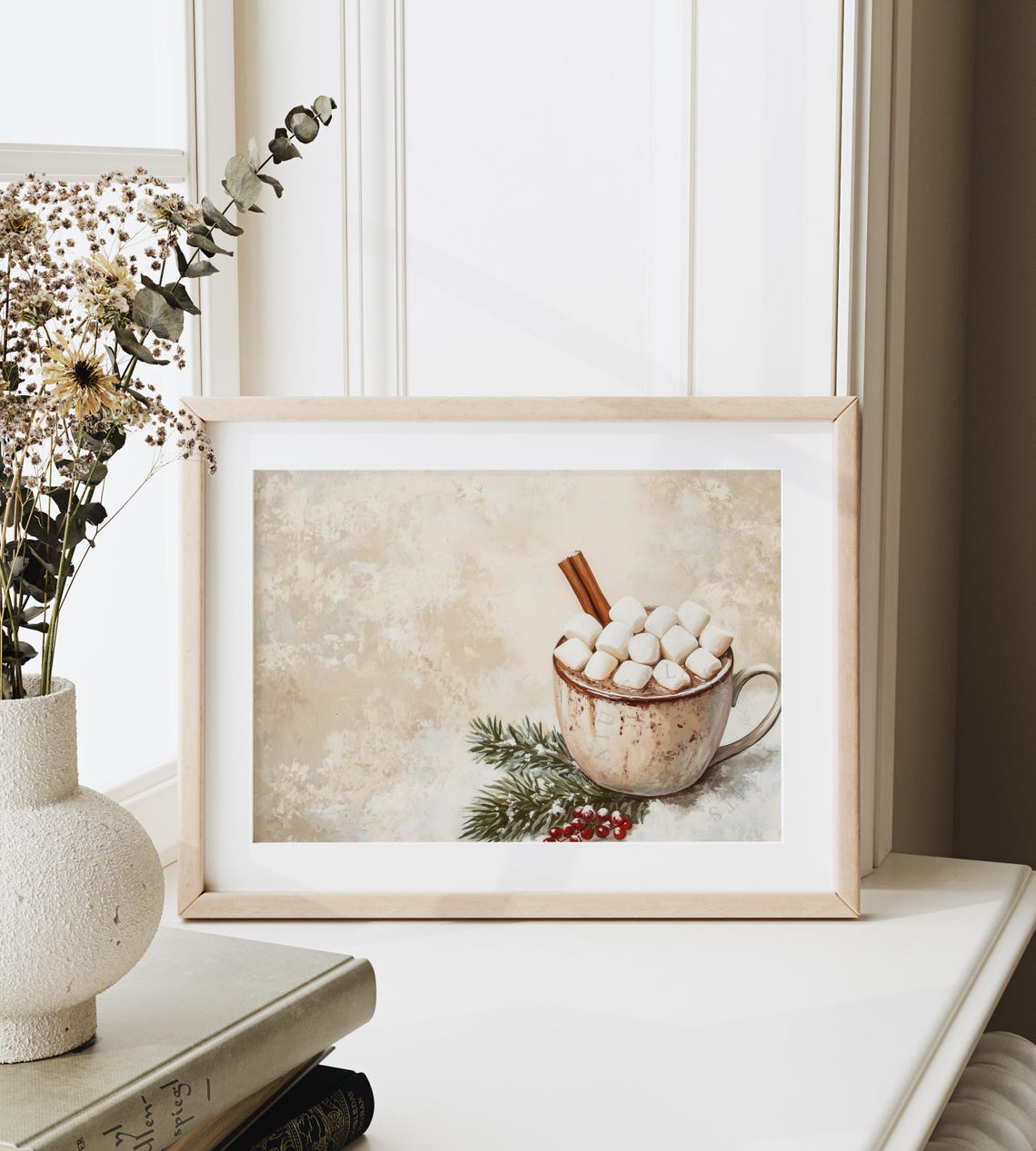 Hot Cocoa Mug With Marshmallows Cinnamon Festive Kitchen Art Poster - Image 6
