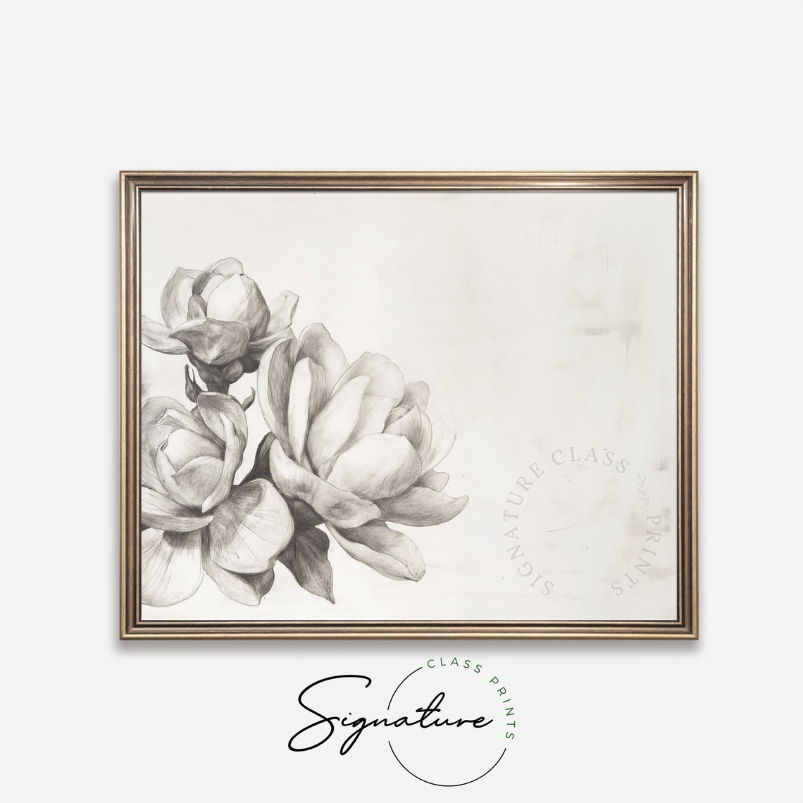 Gardenia Bloom Grayscale Botanical Pencil Sketch Line Art Poster - Image 4