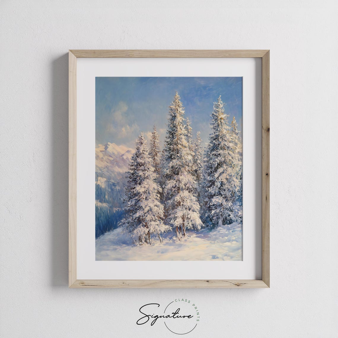 Bright Snowy Cedar Cluster On Winter Hillside Rustic Art Poster - Image 2