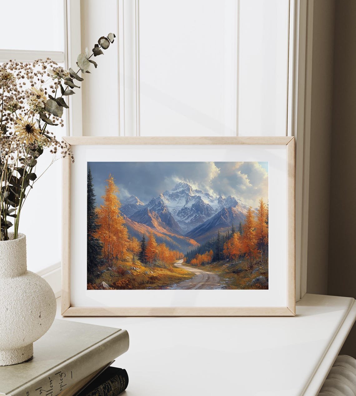 Autumn Mountain Road Aspen Trees Snowy Peaks Fall Landscape Wall Art - Image 6