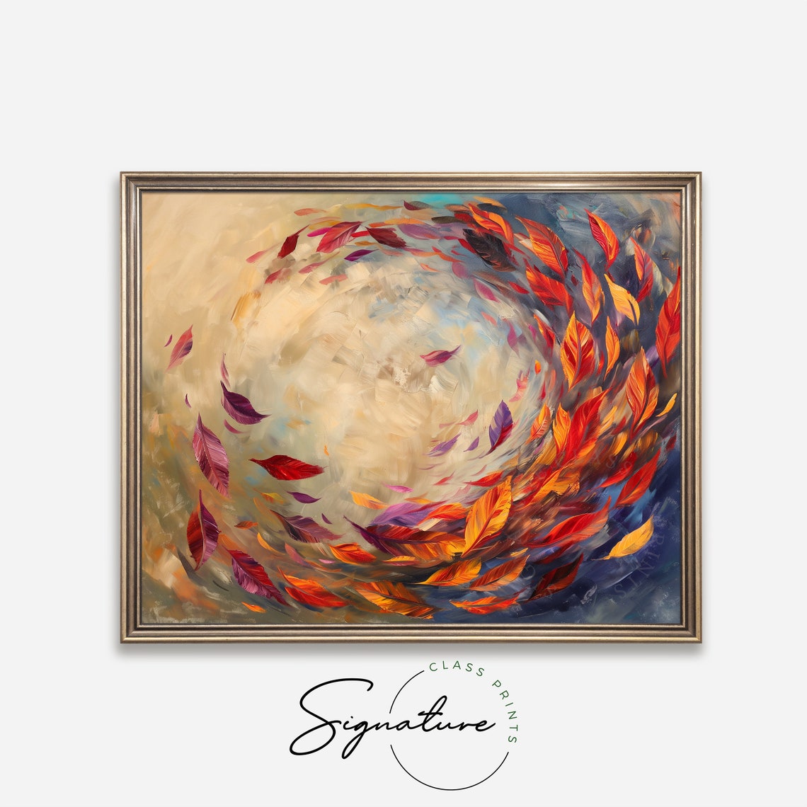 Swirling Autumn Leaves Brisk Wind Impressionist Fall Scene Poster - Image 4