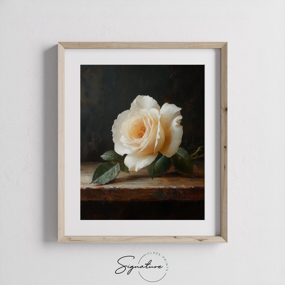 Single White Rose Vintage Botanical Art Print - Image 3